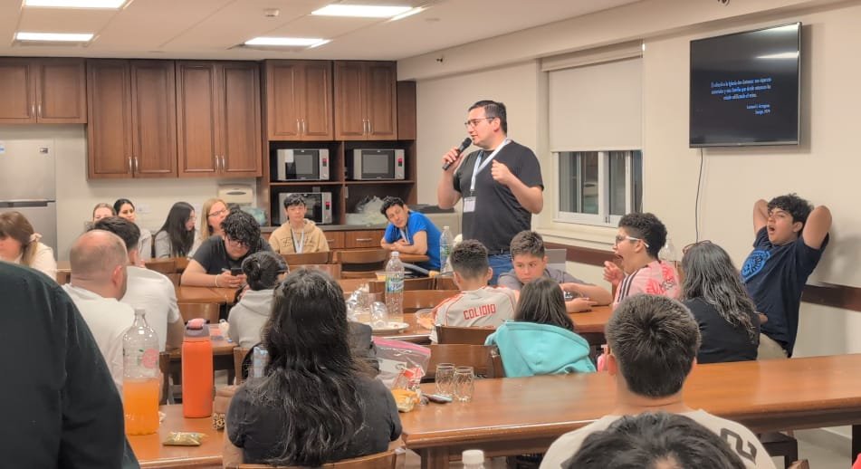 President Frau teaching and strengthening members during the Tierra del Fuego temple trip