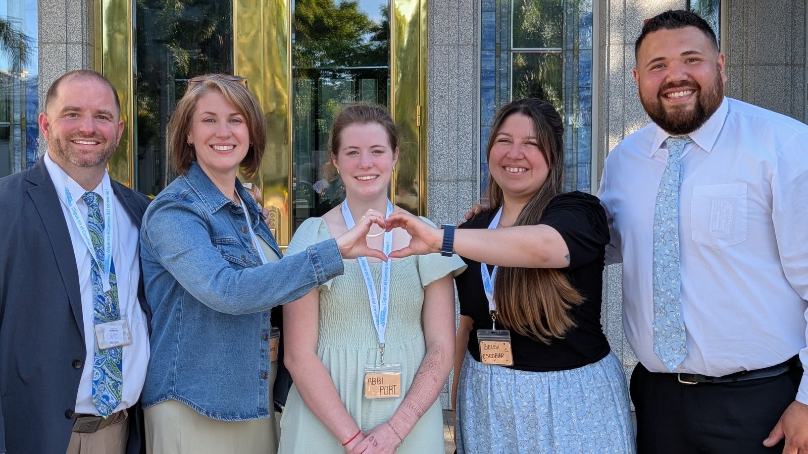 Families hearing and learning at the temple